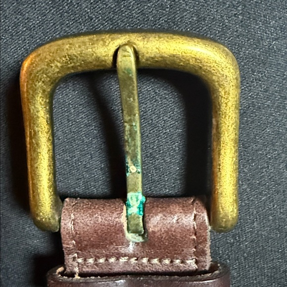 Red Tartan Plaid, Leather & Brass Belt SZ 36 - Picture 7 of 10